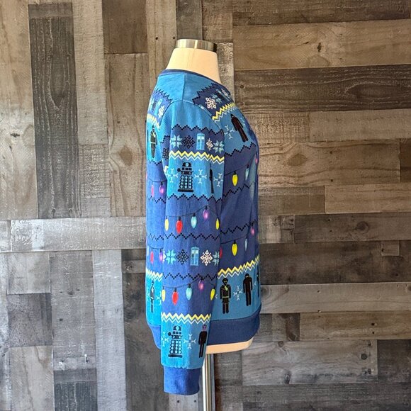 Men's Doctor Who ugly Christmas sweater medium TARDIS Cyber Men Dalek fandom - Picture 9 of 11